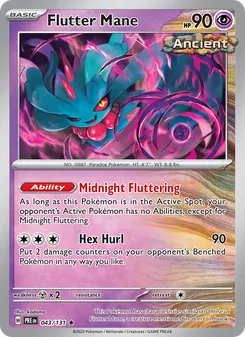 Flutter Mane — Prismatic Evolutions #043, 2025. Illustrated by kodama.