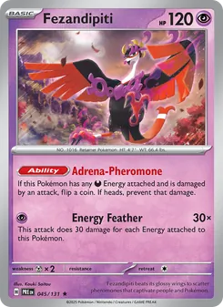 Fezandipiti — Prismatic Evolutions #045, 2025. Illustrated by Kouki Saitou.