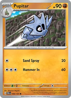 Pupitar — Prismatic Evolutions #048, 2025. Illustrated by Shigenori Negishi.