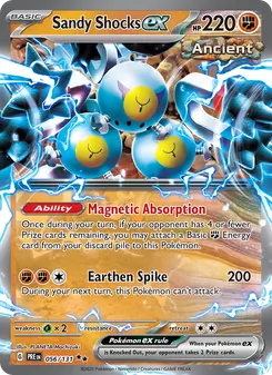 Sandy Shocks ex — Prismatic Evolutions #056, 2025. Illustrated by PLANETA Mochizuki.