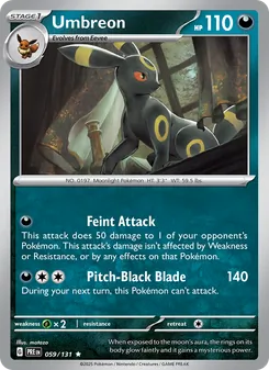 Umbreon — Prismatic Evolutions #059, 2025. Illustrated by matazo.