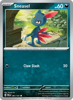 Sneasel — Prismatic Evolutions #061, 2025. Illustrated by Kurata So.