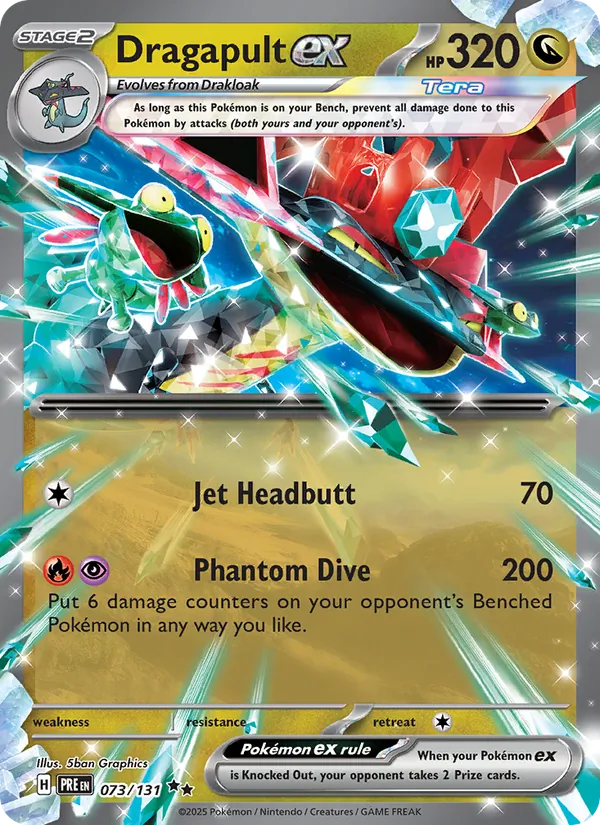 Dragapult ex — Prismatic Evolutions #073, 2025. Illustrated by 5ban Graphics.