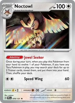 Noctowl — Prismatic Evolutions #078, 2025. Illustrated by matazo.