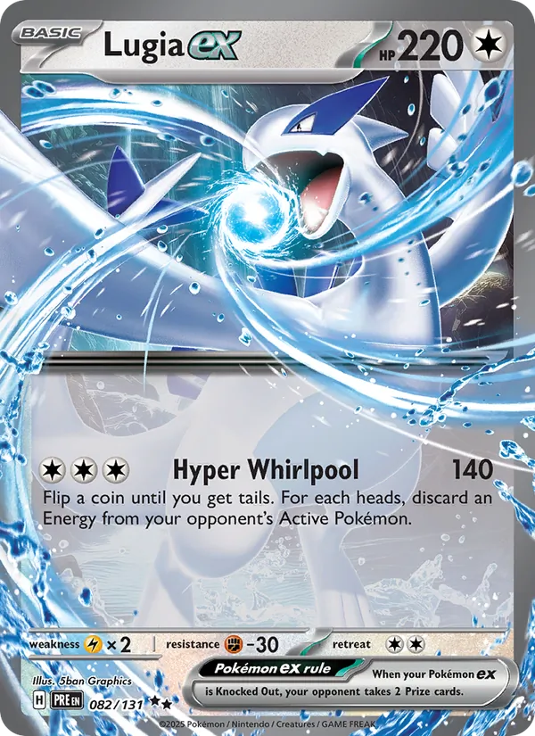 Lugia ex — Prismatic Evolutions #082, 2025. Illustrated by 5ban Graphics.