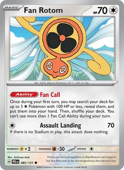 Fan Rotom — Prismatic Evolutions #085, 2025. Illustrated by Toshinao Aoki.