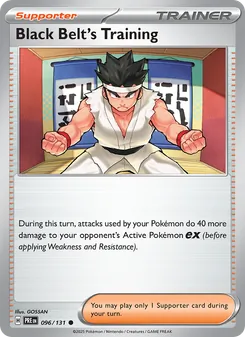 Black Belt's Training — Prismatic Evolutions #096, 2025. Illustrated by GOSSAN.