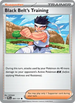 Black Belt's Training — Prismatic Evolutions #097, 2025. Illustrated by GOSSAN.