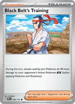 Black Belt's Training — Prismatic Evolutions #099, 2025. Illustrated by GOSSAN.
