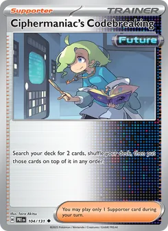 Ciphermaniac's Codebreaking — Prismatic Evolutions #104, 2025. Illustrated by Taira Akitsu.
