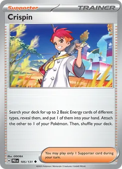 Crispin — Prismatic Evolutions #105, 2025. Illustrated by GIDORA.