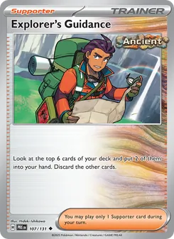 Explorer's Guidance — Prismatic Evolutions #107, 2025. Illustrated by Hideki Ishikawa.