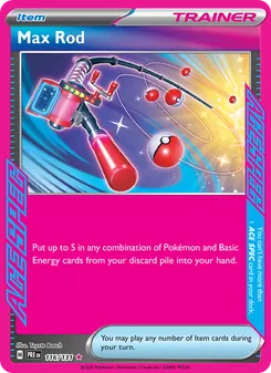 Max Rod — Prismatic Evolutions #116, 2025. Illustrated by Toyste Beach.