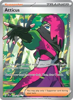 Atticus — Prismatic Evolutions #133, 2025. Illustrated by kantaro.