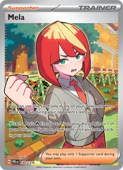 Mela — Prismatic Evolutions #140, 2025. Illustrated by Naoki Saito.
