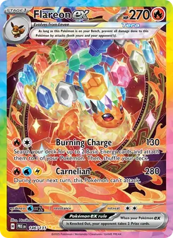 Flareon ex — Prismatic Evolutions #146, 2025. Illustrated by Nurikabe.