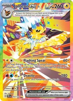 Jolteon ex — Prismatic Evolutions #153, 2025. Illustrated by kantaro.