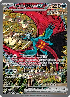 Roaring Moon ex — Prismatic Evolutions #162, 2025. Illustrated by Shinji Kanda.