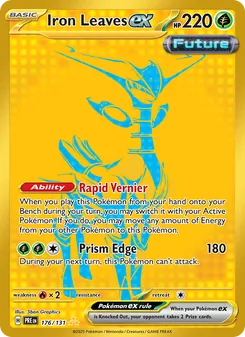 Iron Leaves ex — Prismatic Evolutions #176, 2025. Illustrated by 5ban Graphics.