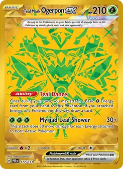 Teal Mask Ogerpon ex — Prismatic Evolutions #177, 2025. Illustrated by 5ban Graphics.