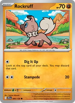 Rockruff — Journey Together #084, 2025. Illustrated by Yoshimi Miyoshi.