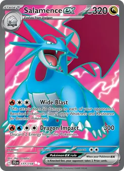 Salamence ex — Journey Together #177, 2025. Illustrated by 5ban Graphics.