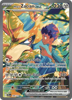 Hop's Zacian ex — Journey Together #186, 2025. Illustrated by DOM.
