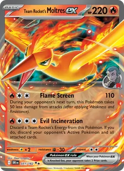 Team Rocket's Moltres ex — Destined Rivals #031, 2025. Illustrated by 5ban Graphics.