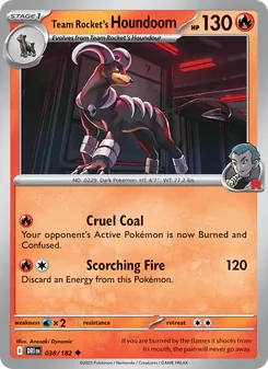 Team Rocket's Houndoom — Destined Rivals #038, 2025. Illustrated by Anesaki Dynamic.