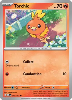 Torchic — Destined Rivals #040, 2025. Illustrated by Tika Matsuno.