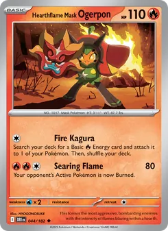 Hearthflame Mask Ogerpon — Destined Rivals #044, 2025. Illustrated by HYOGONOSUKE.