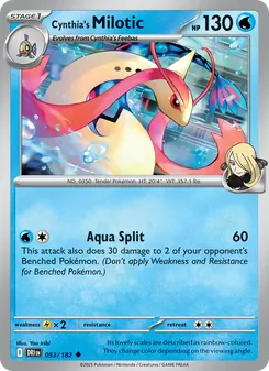Cynthia's Milotic — Destined Rivals #053, 2025. Illustrated by You Iribi.