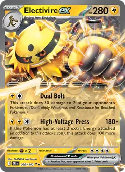 Electivire ex — Destined Rivals #069, 2025. Illustrated by PLANETA Mochizuki.