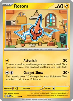 Rotom — Destined Rivals #077, 2025. Illustrated by Yoshimi Miyoshi.