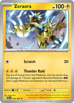 Zeraora — Destined Rivals #078, 2025. Illustrated by Ryuta Fuse.