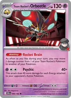 Team Rocket's Orbeetle — Destined Rivals #089, 2025. Illustrated by Shin Nagasawa.