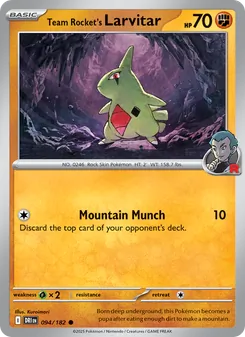 Team Rocket's Larvitar — Destined Rivals #094, 2025. Illustrated by Kuroimori.