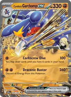 Cynthia's Garchomp ex — Destined Rivals #104, 2025. Illustrated by 5ban Graphics.