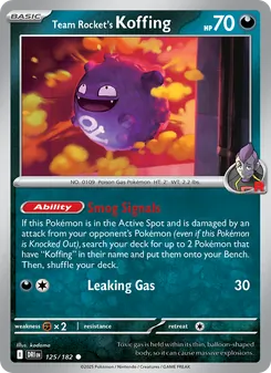 Team Rocket's Koffing — Destined Rivals #125, 2025. Illustrated by kodama.