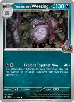 Team Rocket's Weezing — Destined Rivals #126, 2025. Illustrated by matazo.
