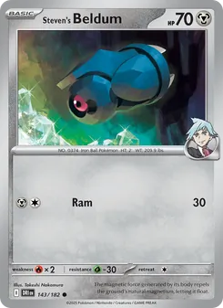 Steven's Beldum — Destined Rivals #143, 2025. Illustrated by Takeshi Nakamura.