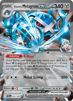 Steven's Metagross ex — Destined Rivals #145, 2025. Illustrated by PLANETA Mochizuki.