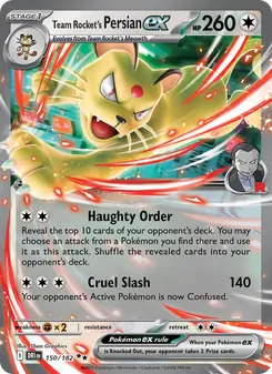 Team Rocket's Persian ex — Destined Rivals #150, 2025. Illustrated by 5ban Graphics.