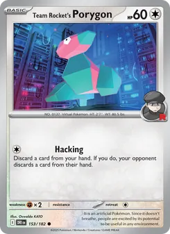 Team Rocket's Porygon — Destined Rivals #153, 2025. Illustrated by Oswaldo KATO.