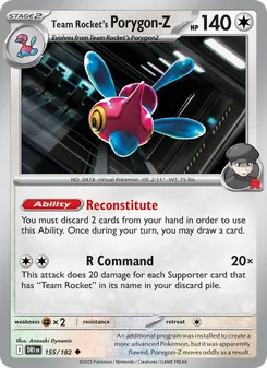 Team Rocket's Porygon-Z — Destined Rivals #155, 2025. Illustrated by Anesaki Dynamic.