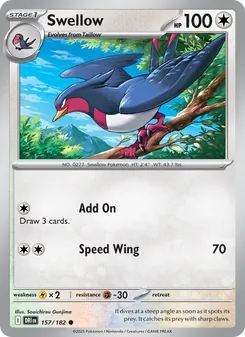Swellow — Destined Rivals #157, 2025. Illustrated by Souichirou Gunjima.