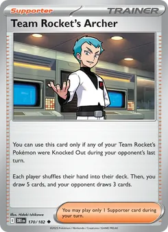 Team Rocket's Archer — Destined Rivals #170, 2025. Illustrated by Hideki Ishikawa.
