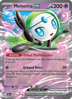 Meloetta ex — Black Bolt #044, 2025. Illustrated by 5ban Graphics.