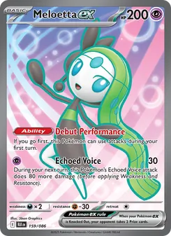 Meloetta ex — Black Bolt #159, 2025. Illustrated by 5ban Graphics.