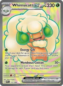 Whimsicott ex — White Flare #157, 2025. Illustrated by 5ban Graphics.